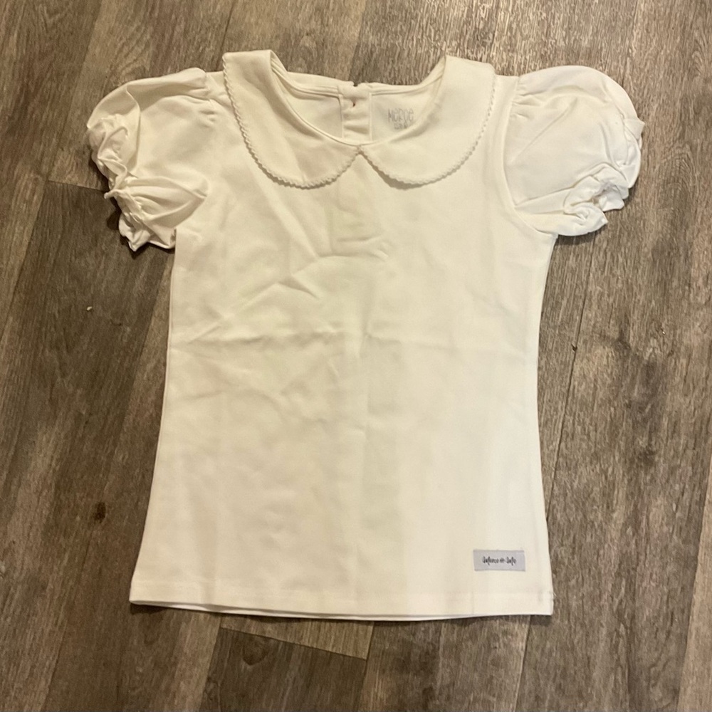 Merce and me White Kids Shirt with Puff Sleeves